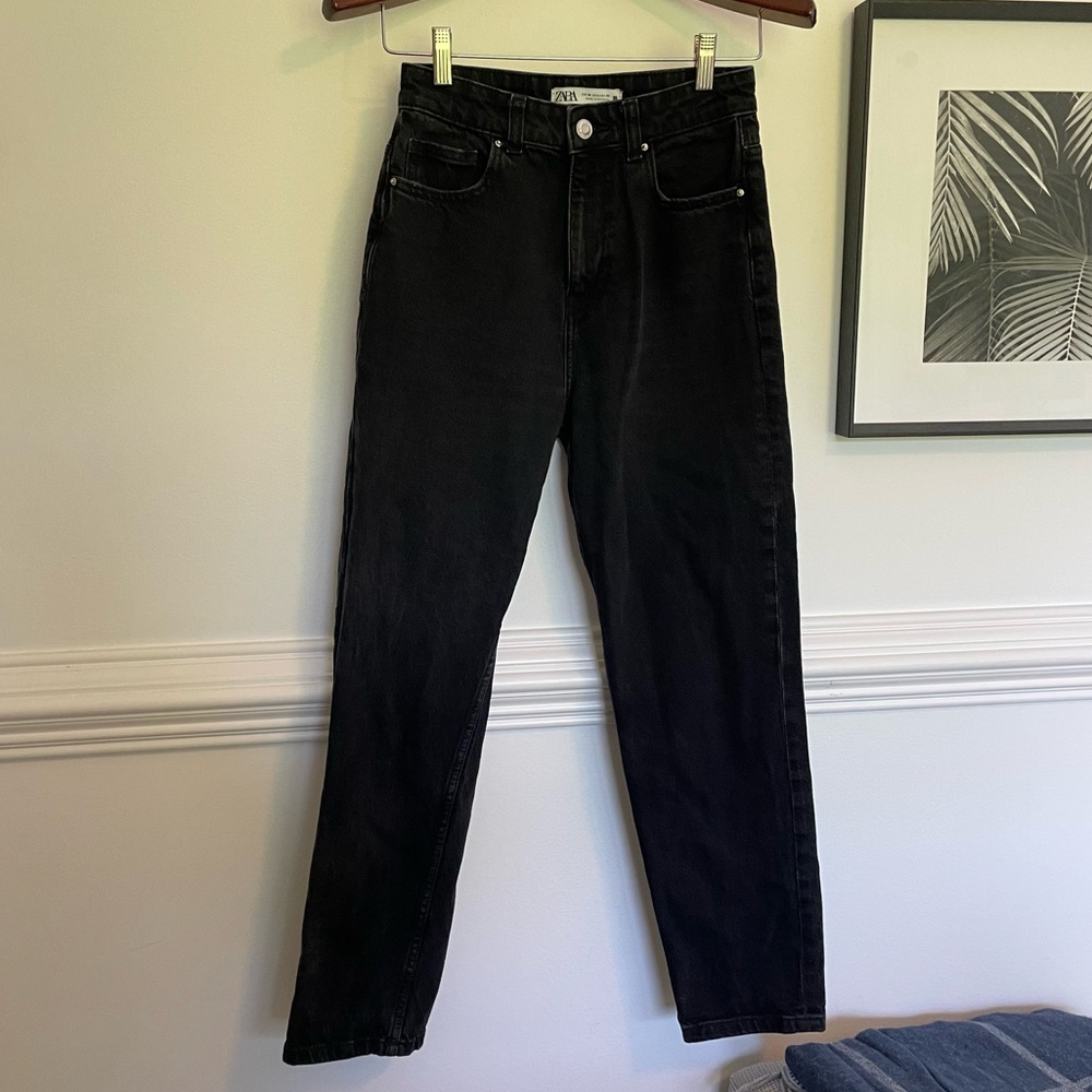 Zara black straight leg jeans